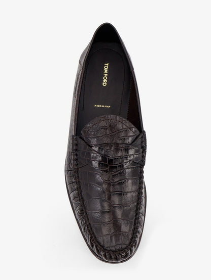 Tom Ford Crocodile-print leather loafers - Espresso