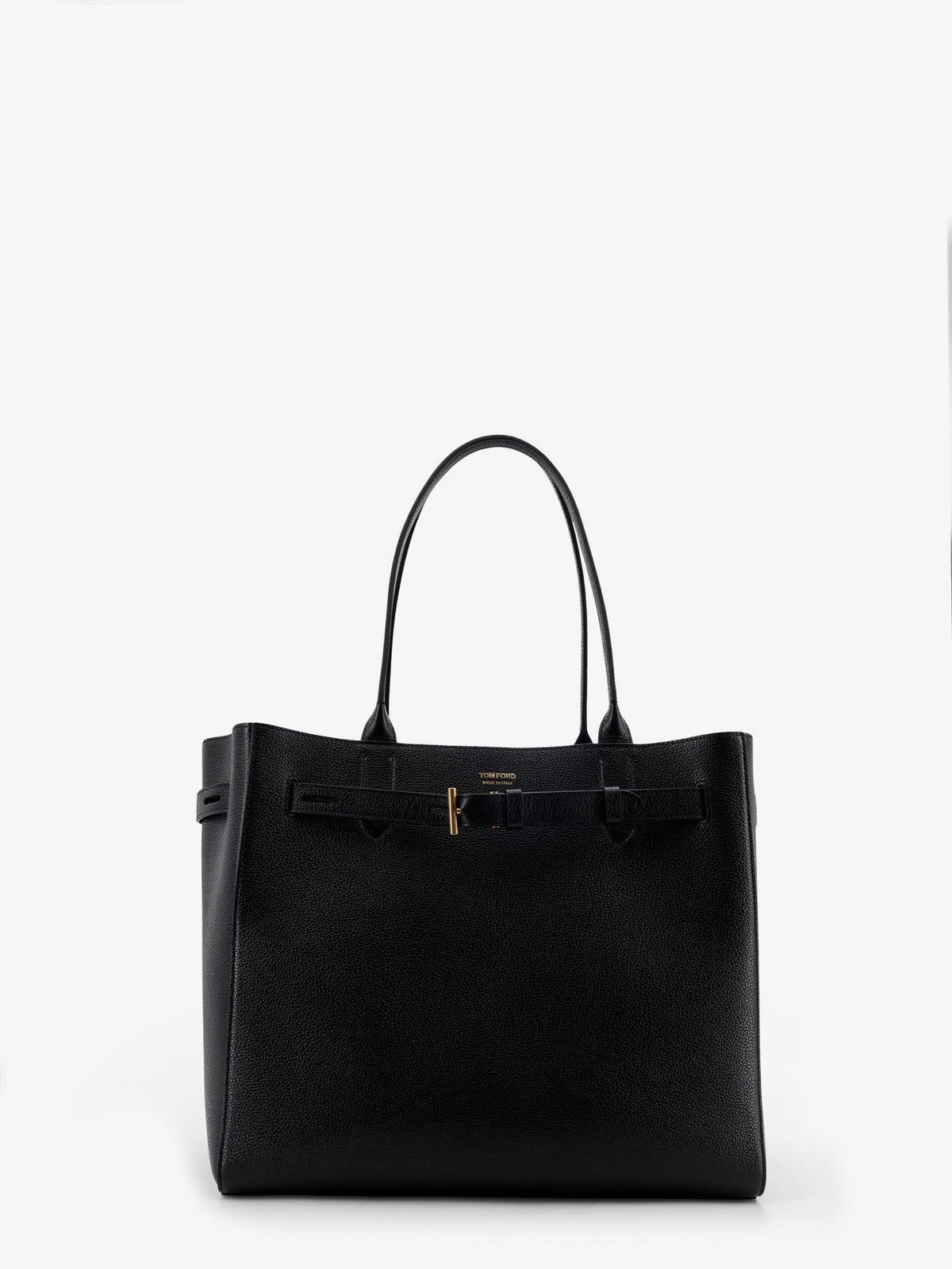 Tom Ford Leather shoulder bag with engraved logo on the front - Black
