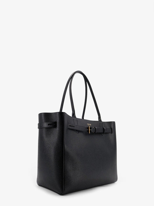 Tom Ford Leather shoulder bag with engraved logo on the front - Black