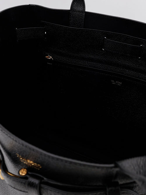 Tom Ford Leather shoulder bag with engraved logo on the front - Black