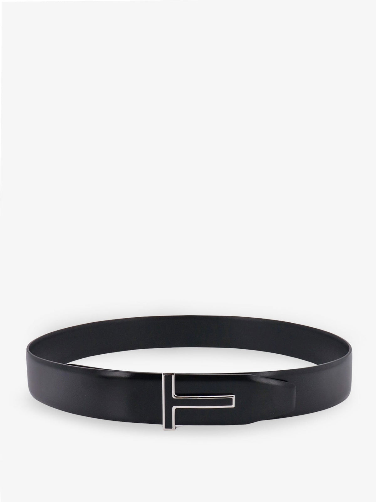 Tom Ford Leather belt with enameled logo - Black