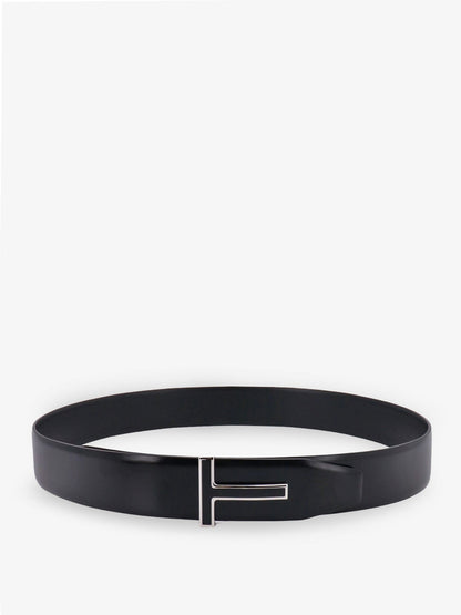 Tom Ford Leather belt with enameled logo - Black