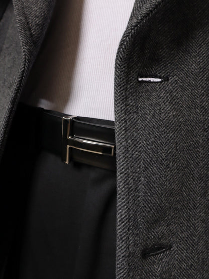 Tom Ford Leather belt with enameled logo - Black