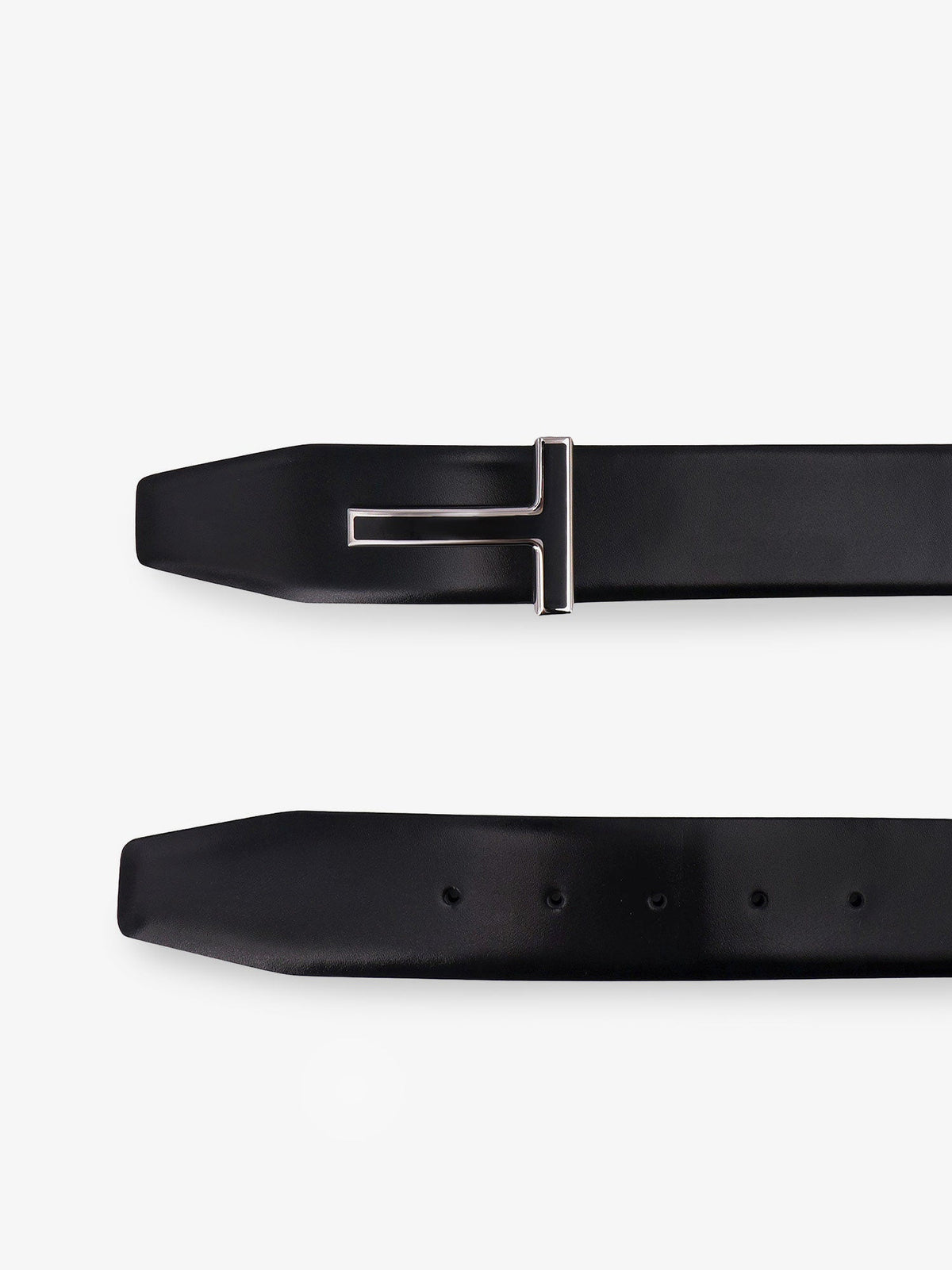 Tom Ford Leather belt with enameled logo - Black