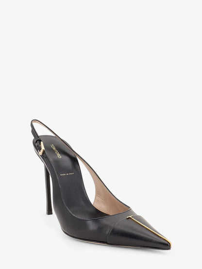 TOM FORD - Leather pumps with metal T Logo detail
