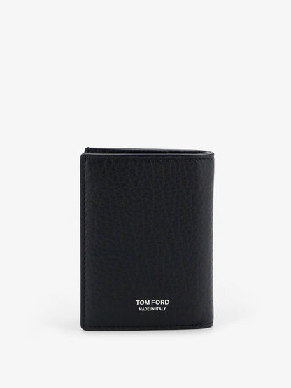Tom Ford Leather card holder with embossed logo - Black