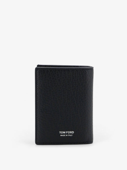 Tom Ford Leather card holder with embossed logo - Black