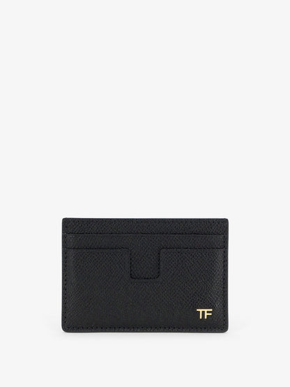 Tom Ford Leather card holder with logo - Black