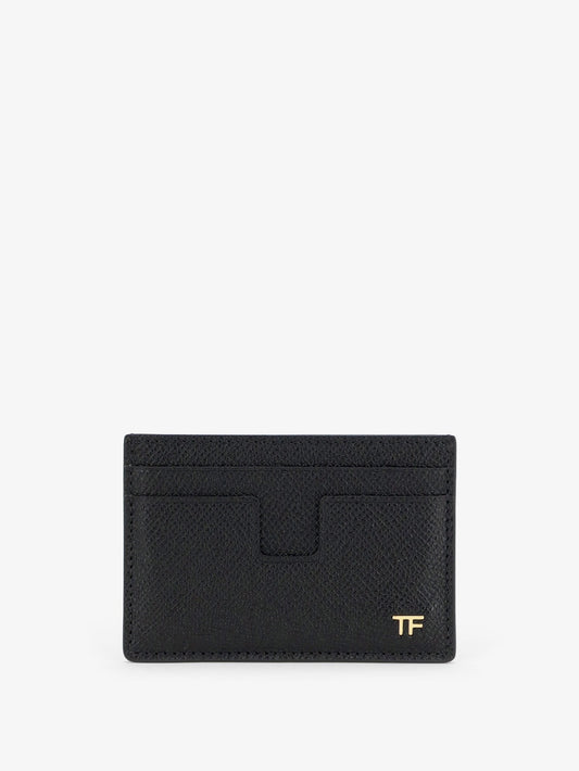 Tom Ford Leather card holder with logo - Black