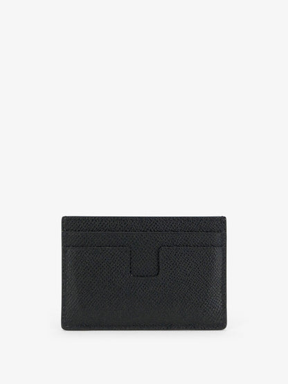 Tom Ford Leather card holder with logo - Black