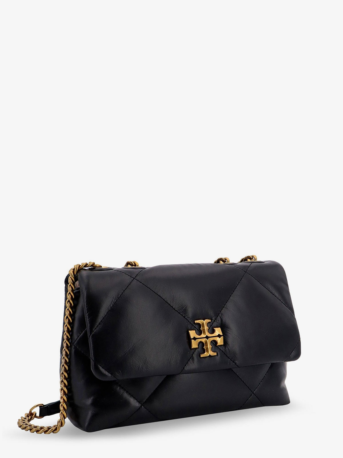 Tory Burch Kira quilted leather shoulder bag with metal logo - Black
