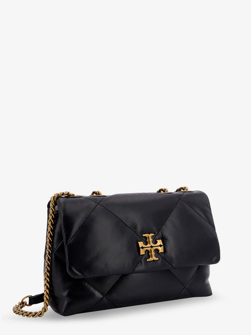 Tory Burch Kira quilted leather shoulder bag with metal logo - Black