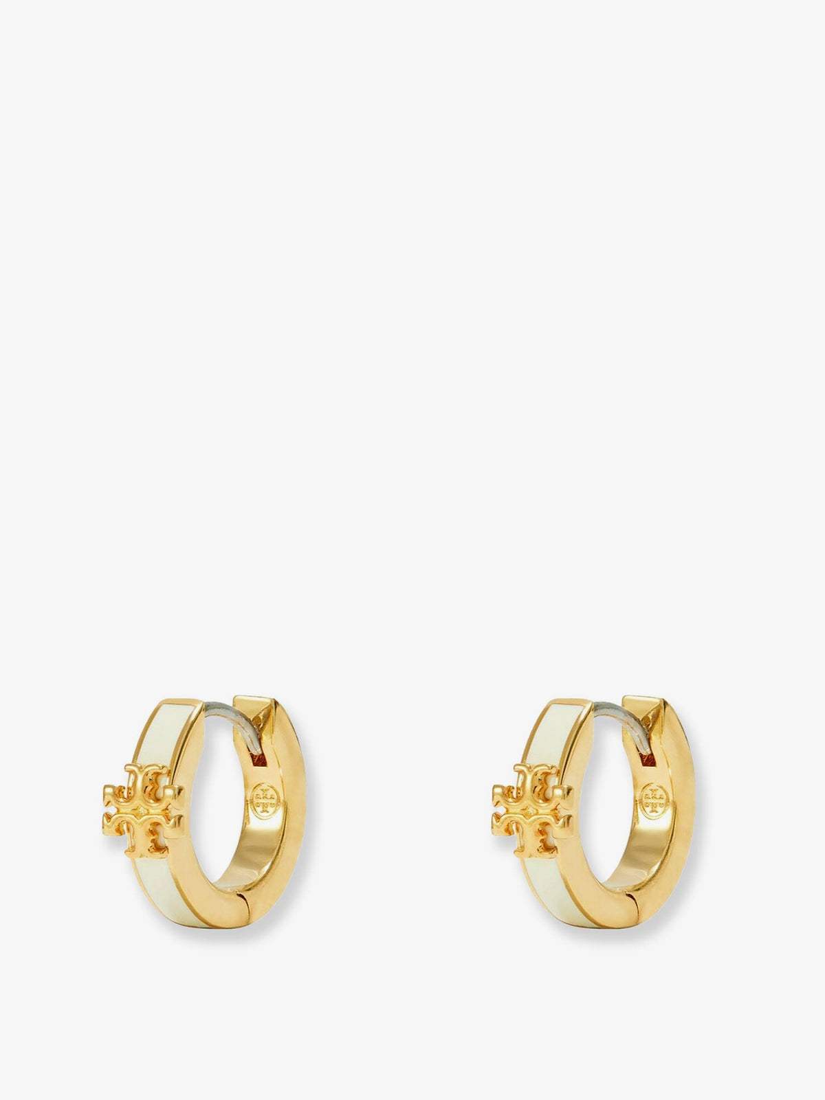 Tory Burch Icon Enamel Huggie Earrings - Torygoldnewivory
