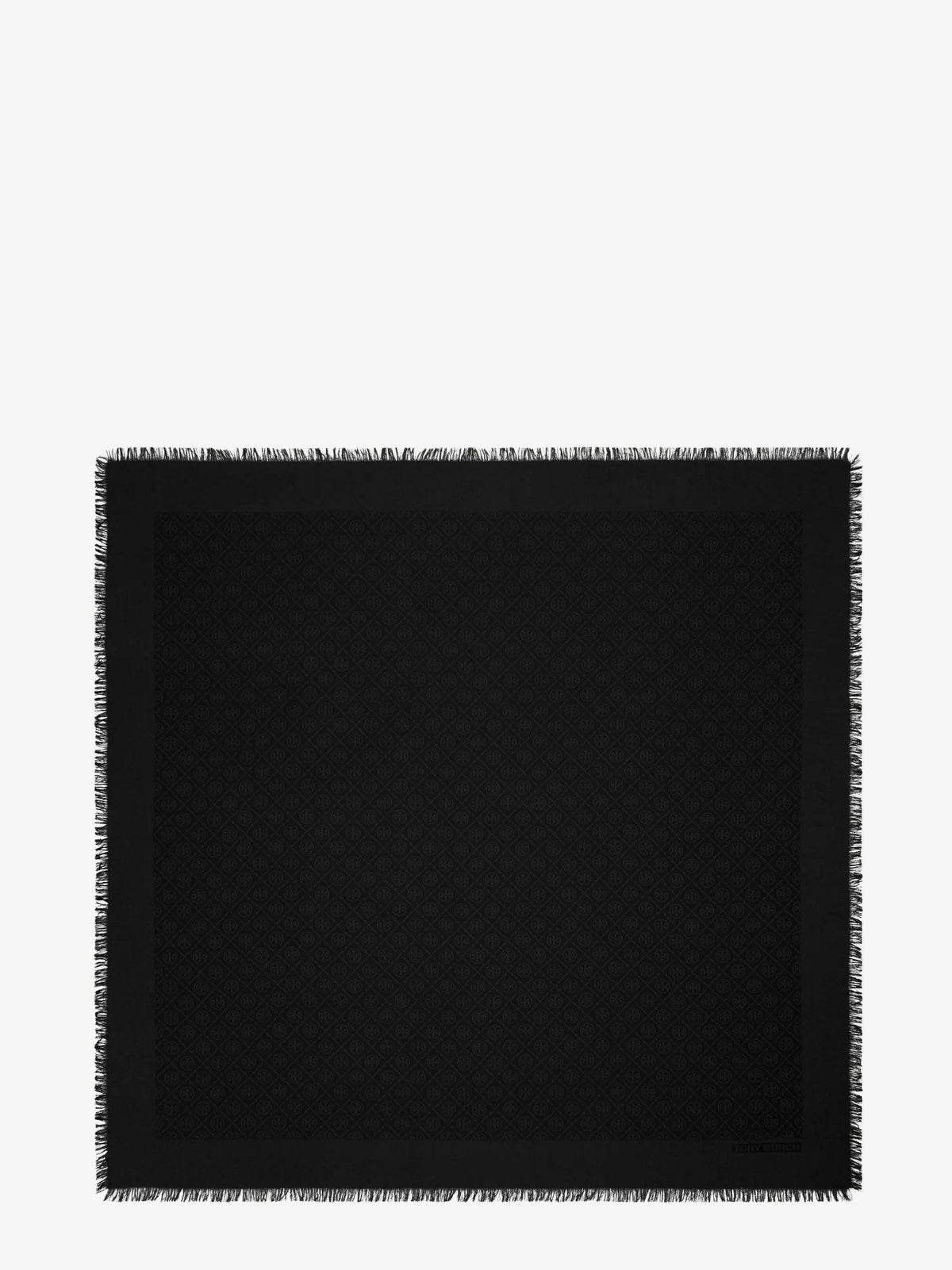 Tory Burch T Monogram Jacquard Traveler silk and wool blend scarf - Black