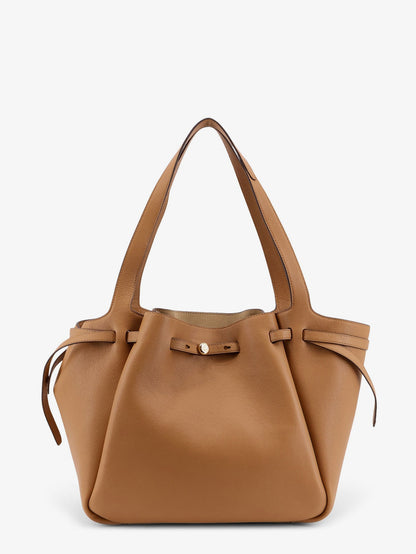 Tory Burch Romy Pebbled leather tote shoulder bag - Tiramisu