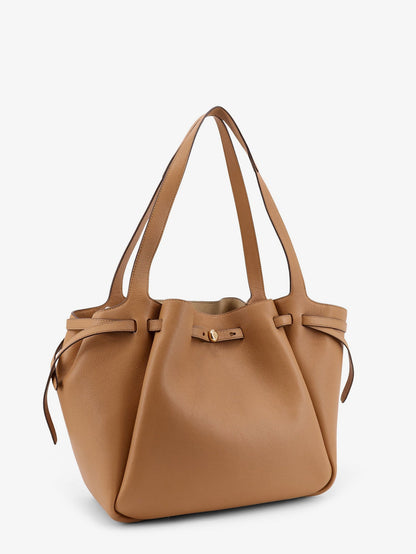 Tory Burch Romy Pebbled leather tote shoulder bag - Tiramisu