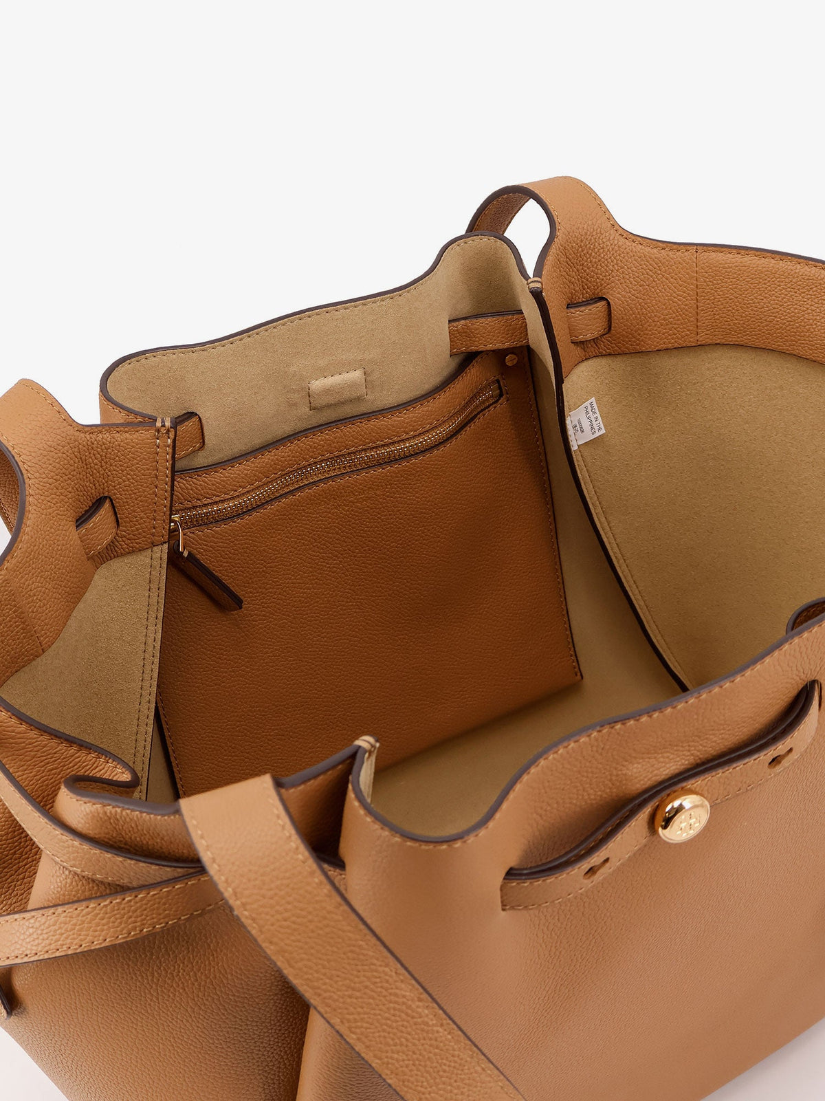 Tory Burch Romy Pebbled leather tote shoulder bag - Tiramisu