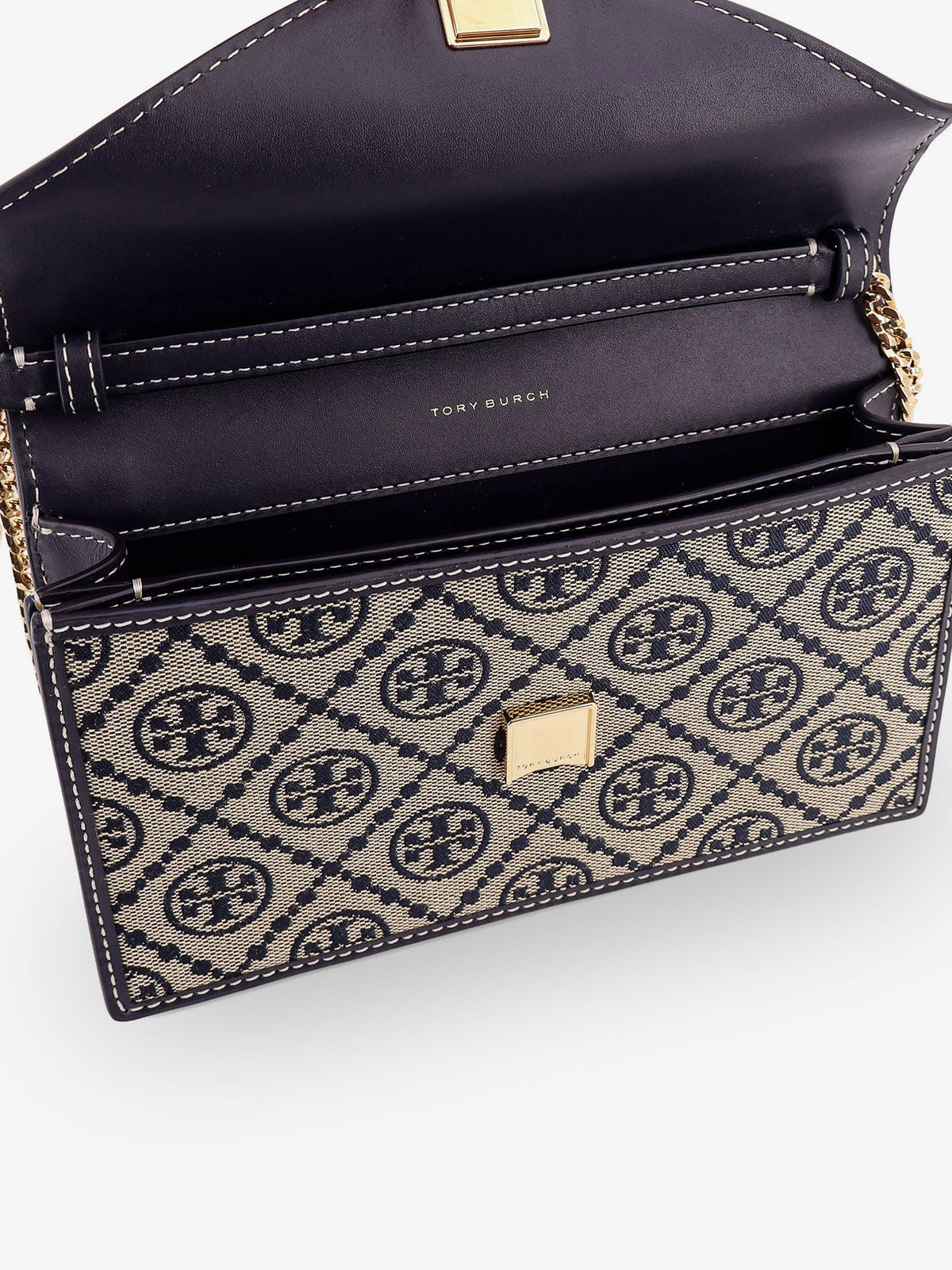 Tory Burch T-Monogram Envelope Chain Wallet - Torynavy