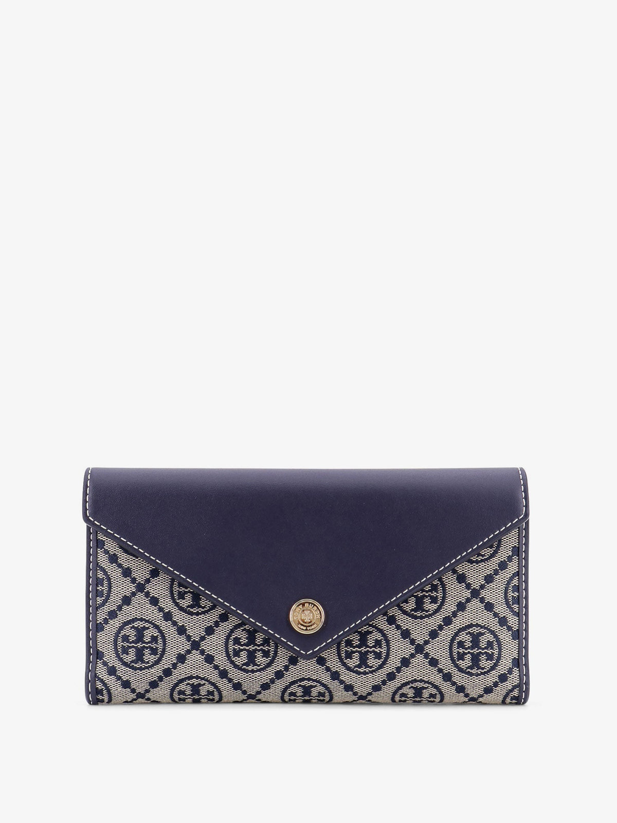 Tory Burch T Monogram Envelope leather and T Monogram Fabric wallet - Torynavy