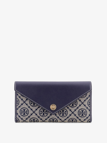 Tory Burch T Monogram Envelope leather and T Monogram Fabric wallet - Torynavy