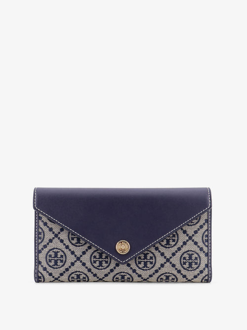 Tory Burch T Monogram Envelope leather and T Monogram Fabric wallet - Torynavy