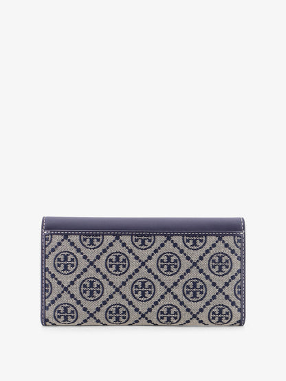 Tory Burch T Monogram Envelope leather and T Monogram Fabric wallet - Torynavy