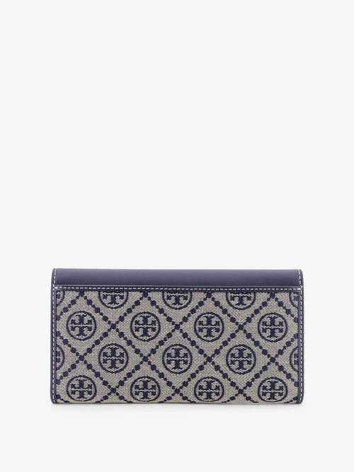 Tory Burch T Monogram Envelope leather and T Monogram Fabric wallet - Torynavy
