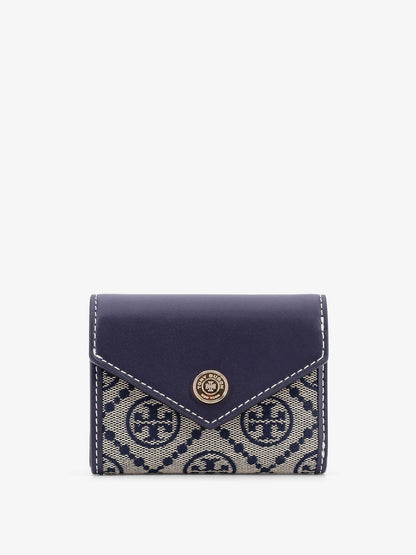 Tory Burch T Monogram Envelope leather and T monogram fabric wallet - Torynavy
