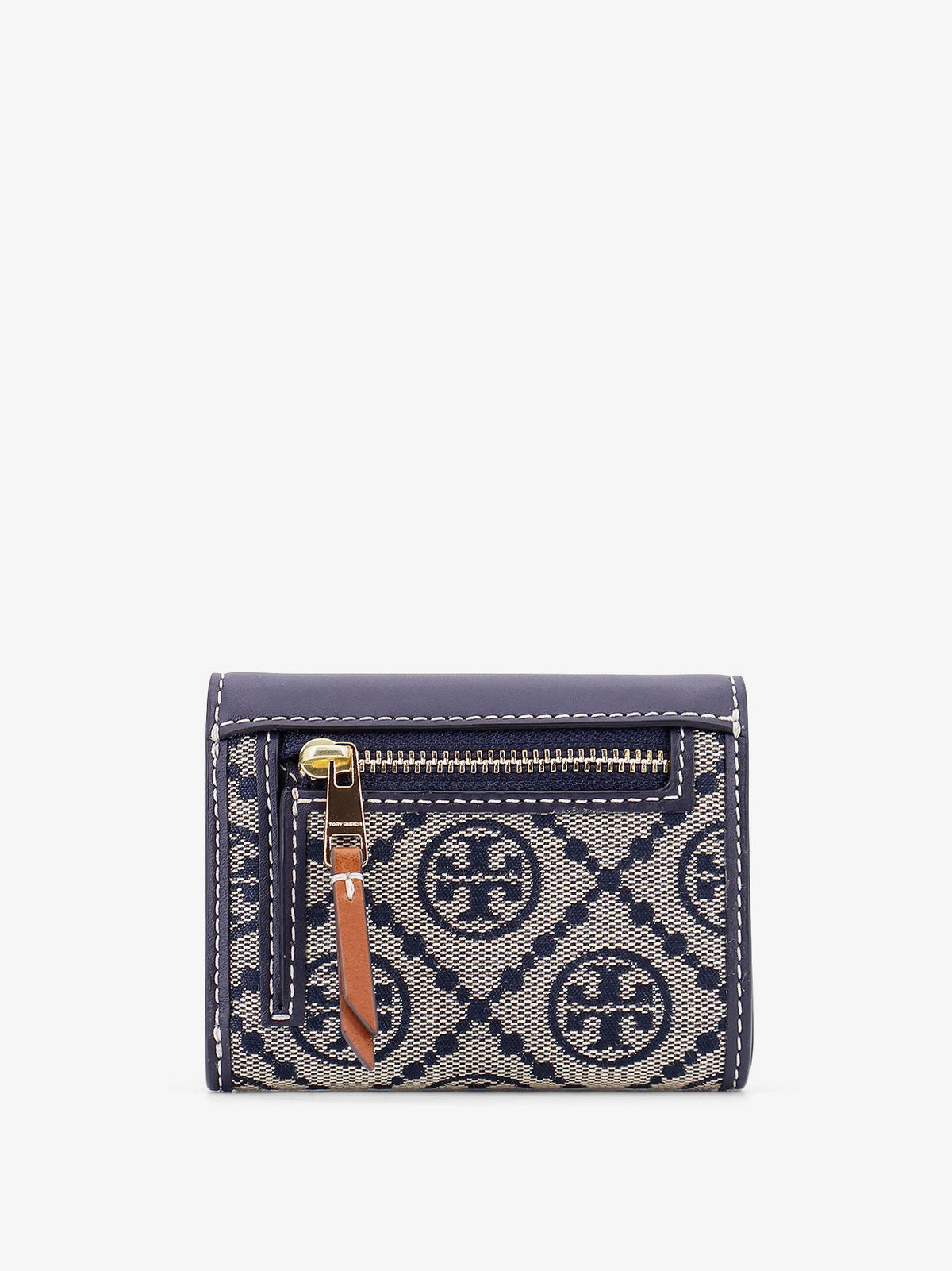 Tory Burch T Monogram Envelope leather and T monogram fabric wallet - Torynavy