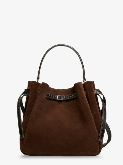 Tory Burch Romy suede bucket bag - Darkcocoa
