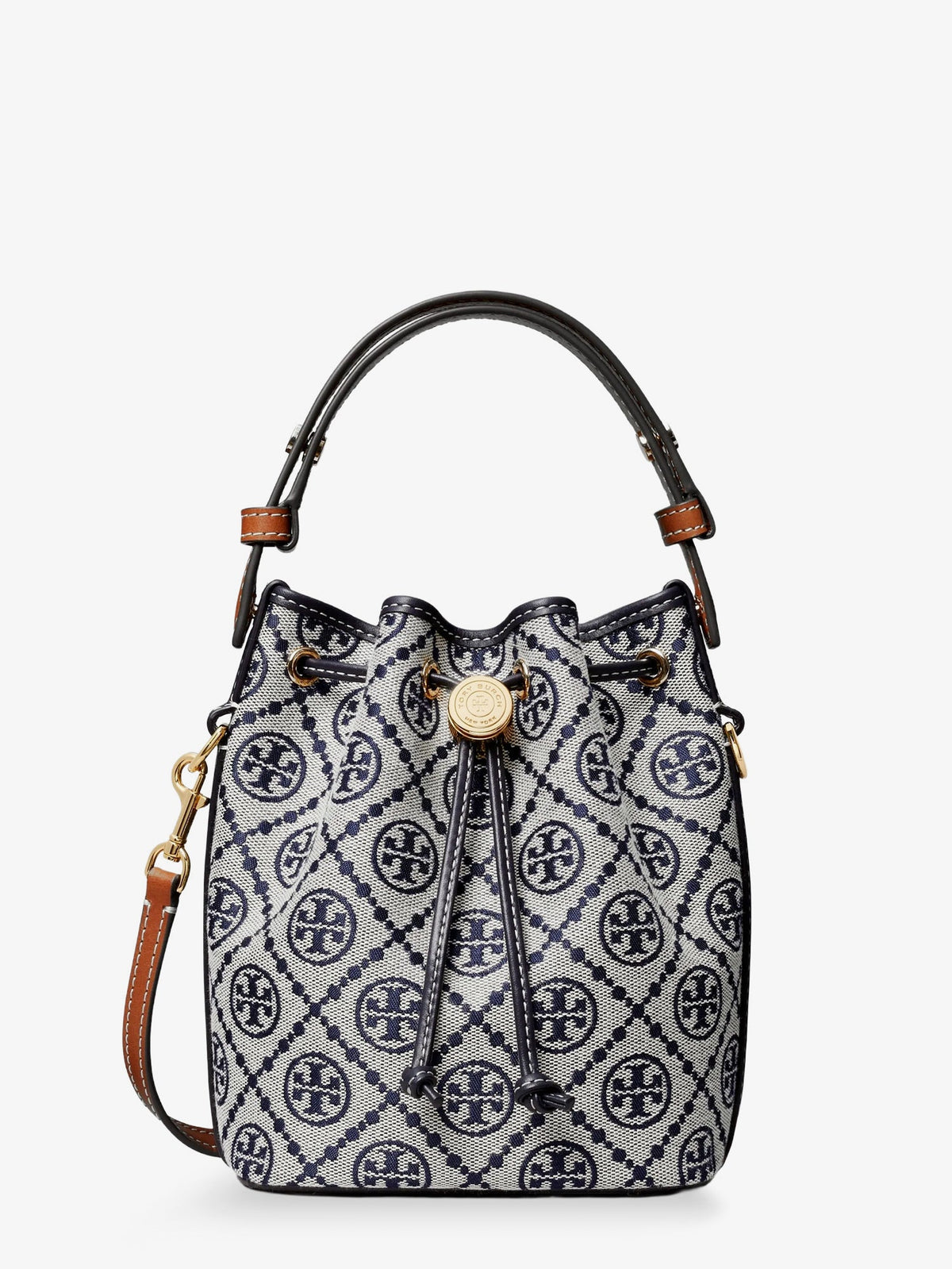 Tory Burch T Monogram cotton-blend bucket bag - Torynavy