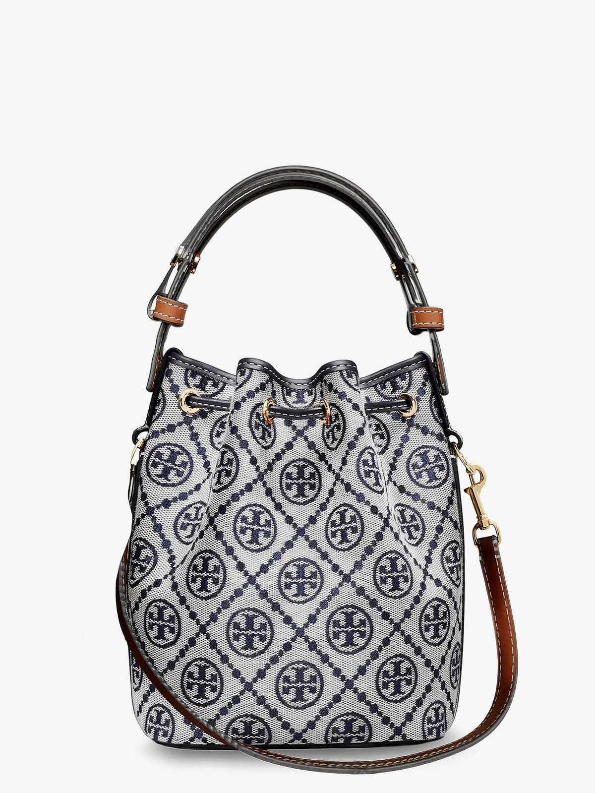 Tory Burch T Monogram cotton-blend bucket bag - Torynavy