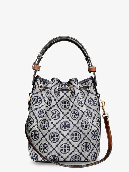 Tory Burch T Monogram cotton-blend bucket bag - Torynavy