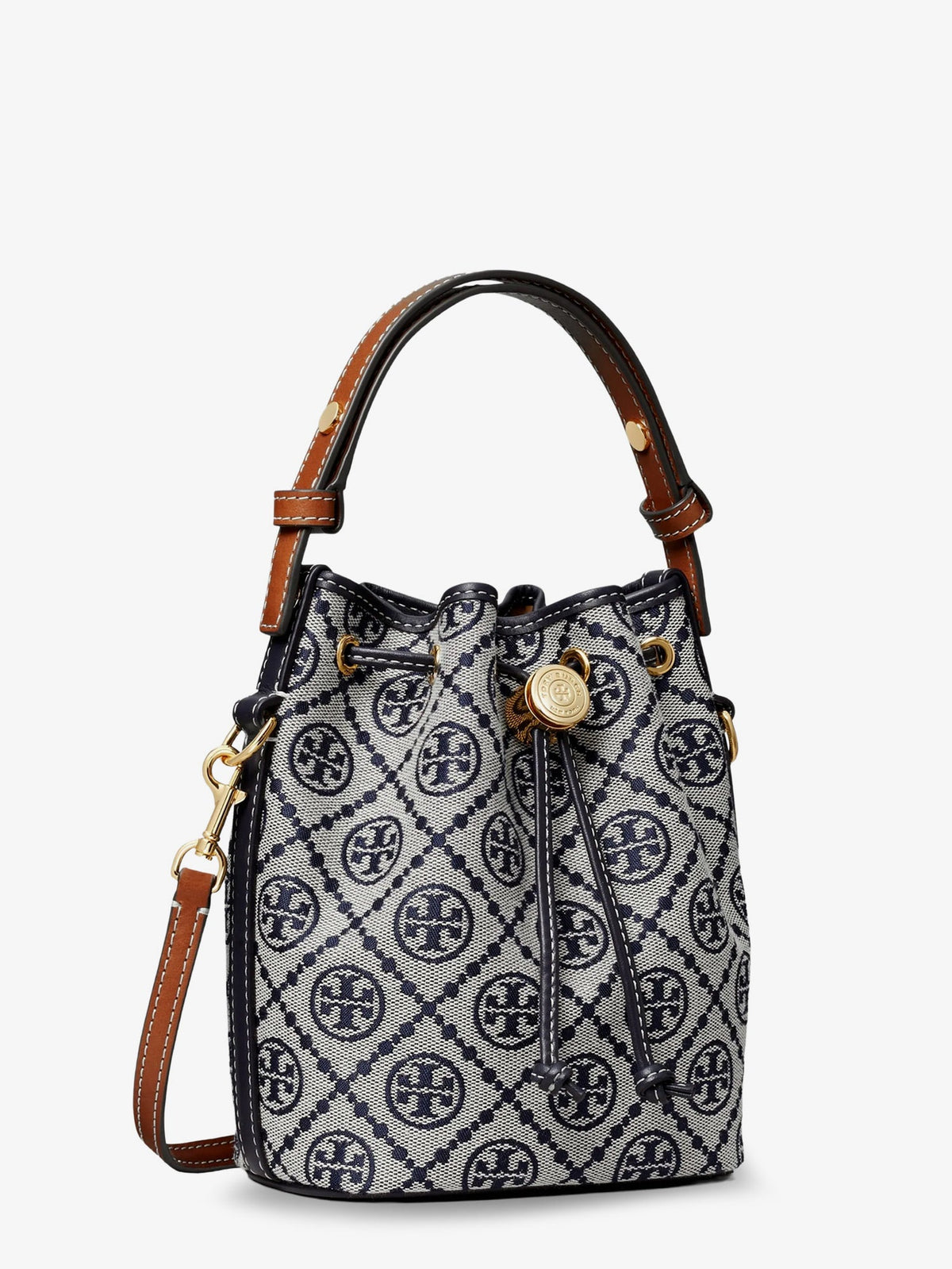 Tory Burch T Monogram cotton-blend bucket bag - Torynavy