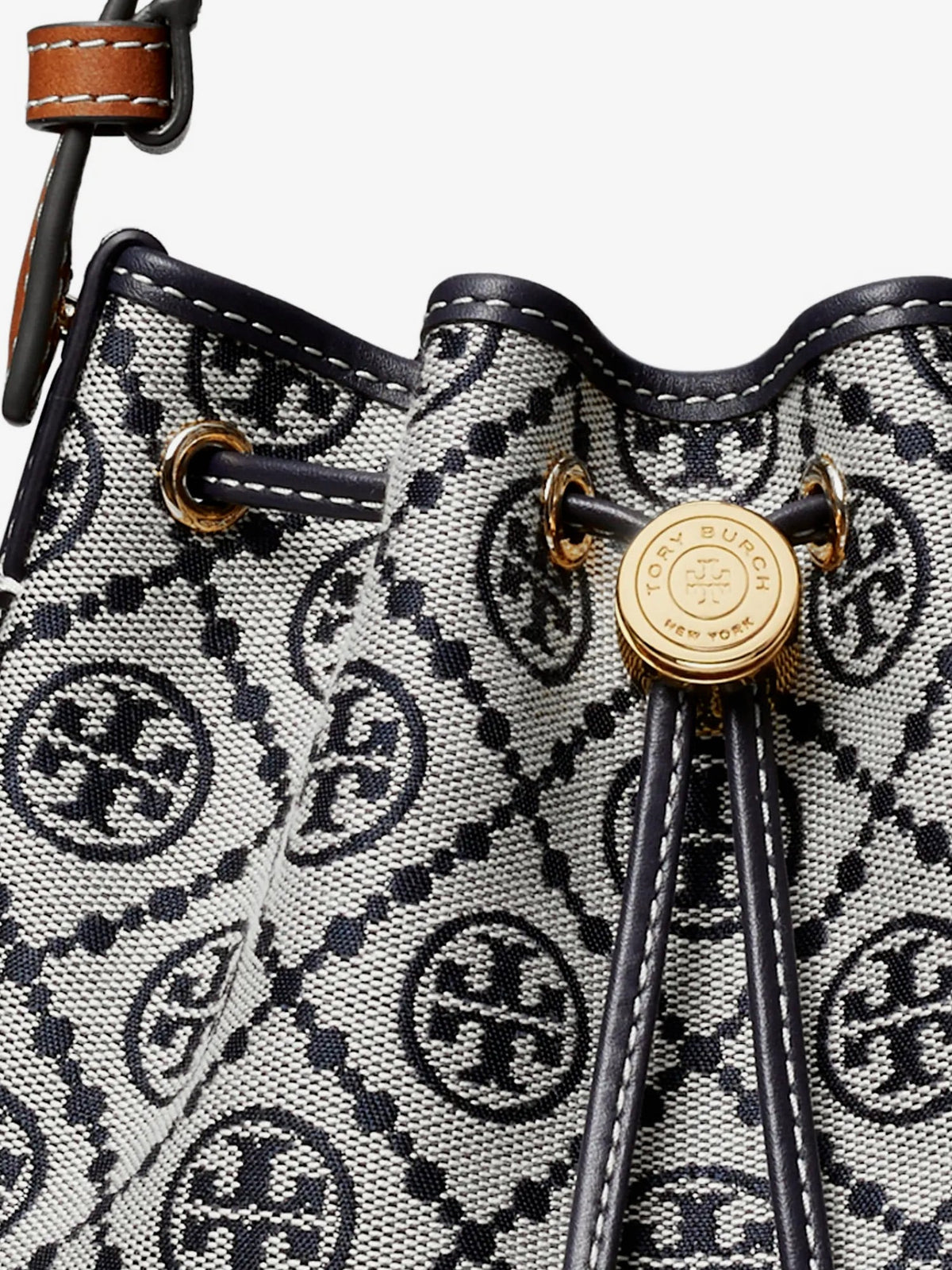 Tory Burch T Monogram cotton-blend bucket bag - Torynavy