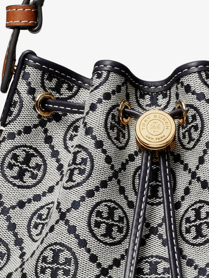 Tory Burch T Monogram cotton-blend bucket bag - Torynavy