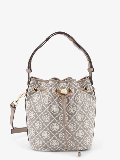 Tory Burch T Monogram coated canvas bucket bag - Charcoal