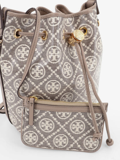 Tory Burch T Monogram coated canvas bucket bag - Charcoal