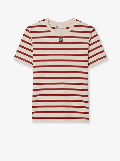 Tory Burch Cotton T-shirt with striped pattern - Lightivoryred