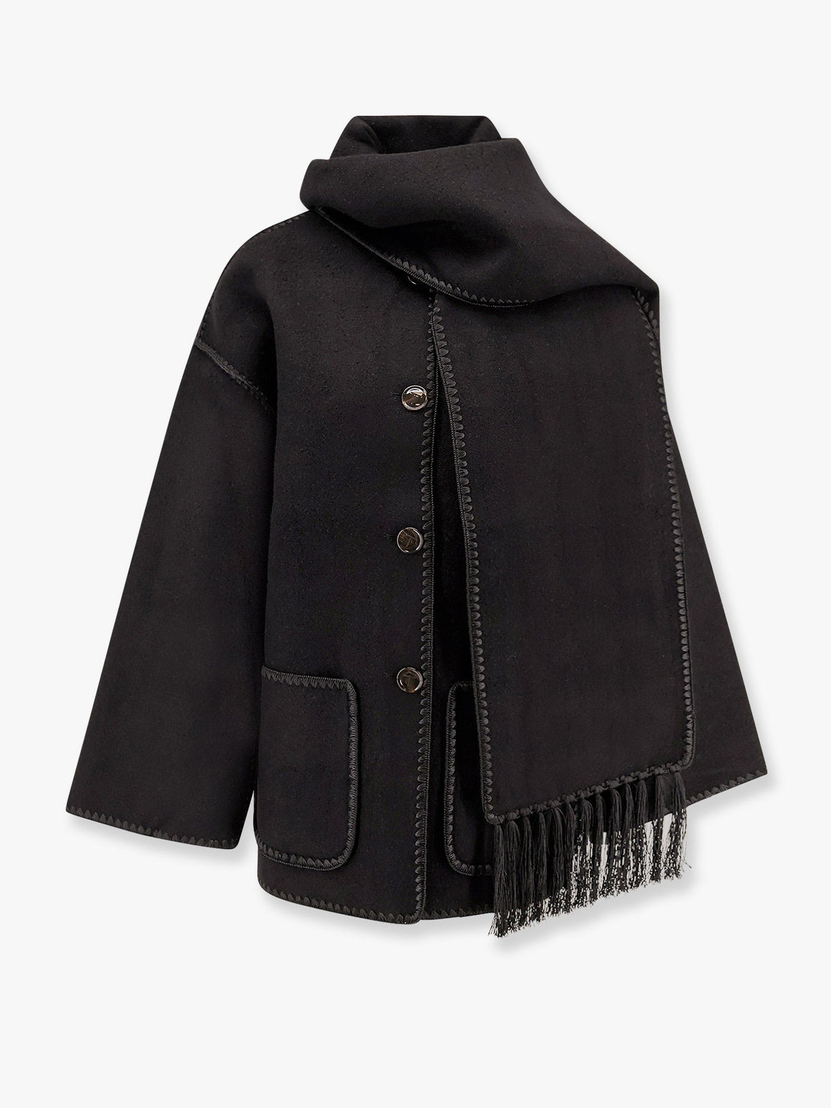 Toteme Embroidered Scarf Jacket in wool blend - Black