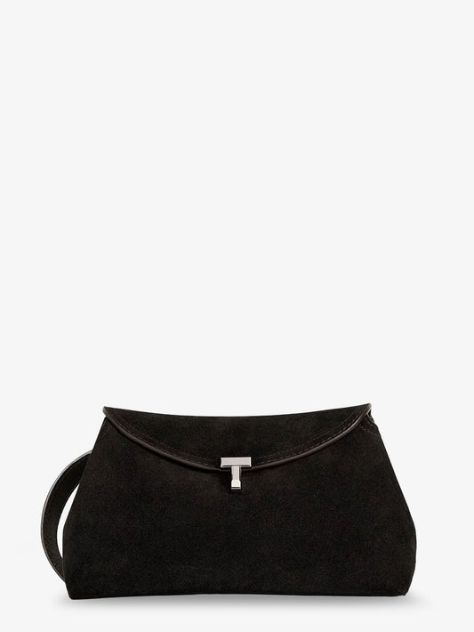 Toteme T-Lock suede handbag - Espresso