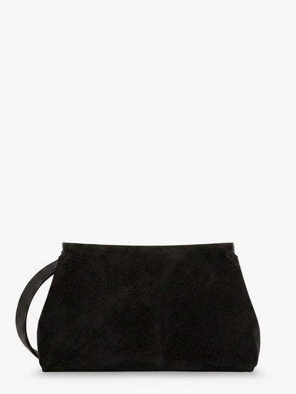 Toteme T-Lock suede handbag - Espresso