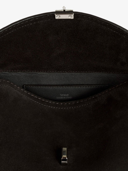 Toteme T-Lock suede handbag - Espresso