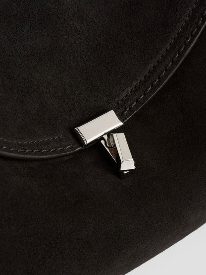 Toteme T-Lock suede handbag - Espresso