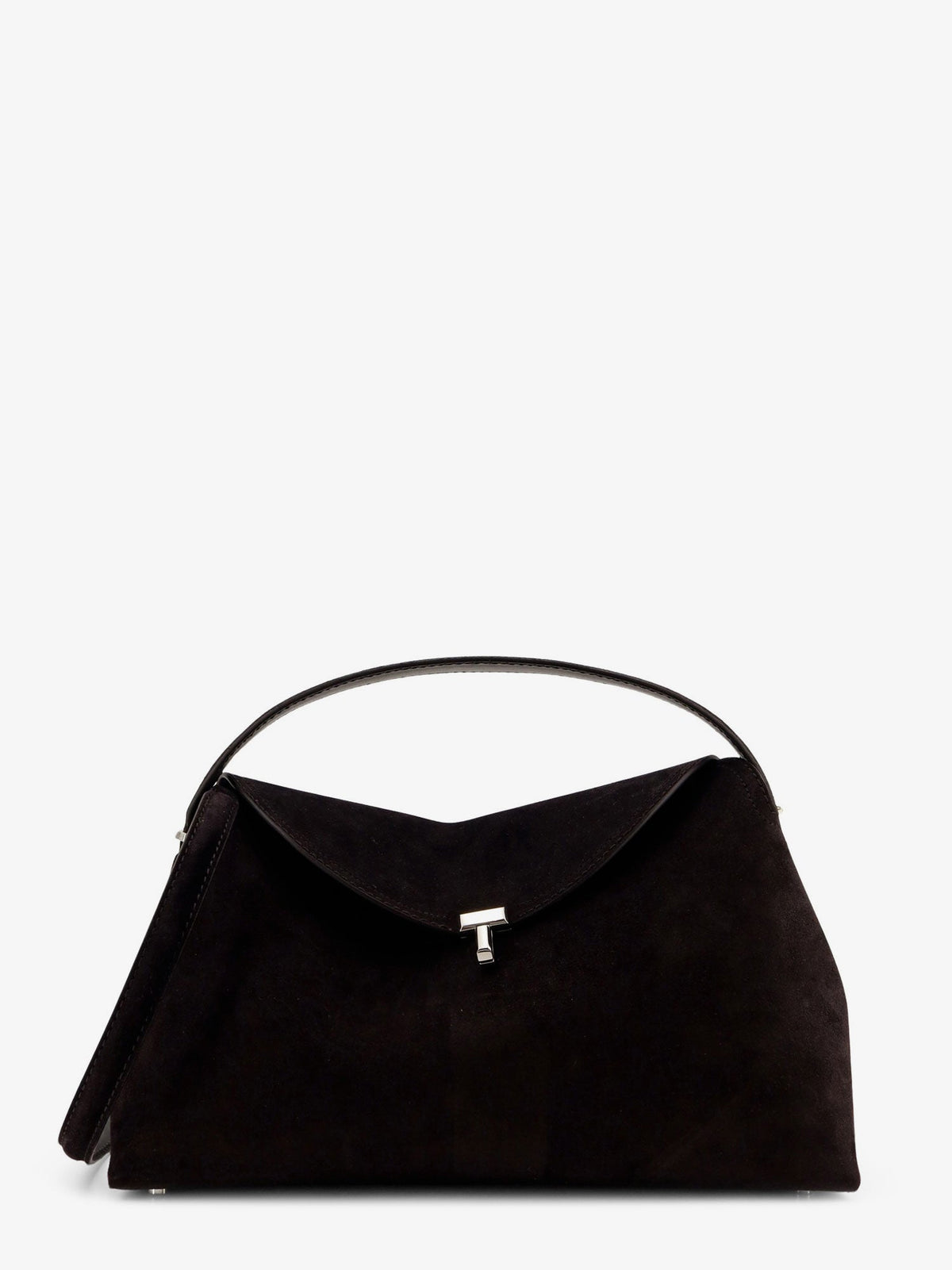 Toteme T-Lock suede handbag - Espresso