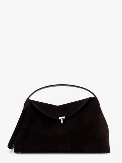 Toteme T-Lock suede handbag - Espresso