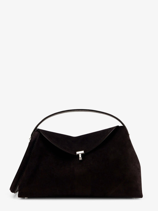 Toteme T-Lock suede handbag - Espresso