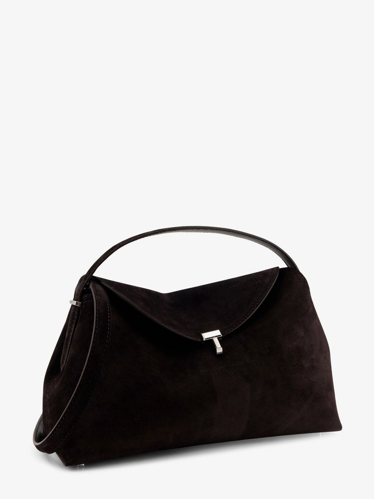 Toteme T-Lock suede handbag - Espresso