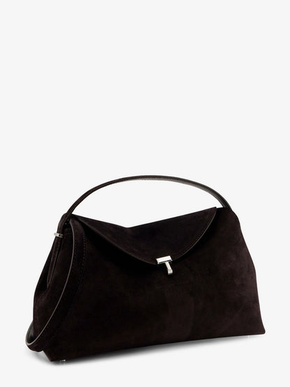 Toteme T-Lock suede handbag - Espresso