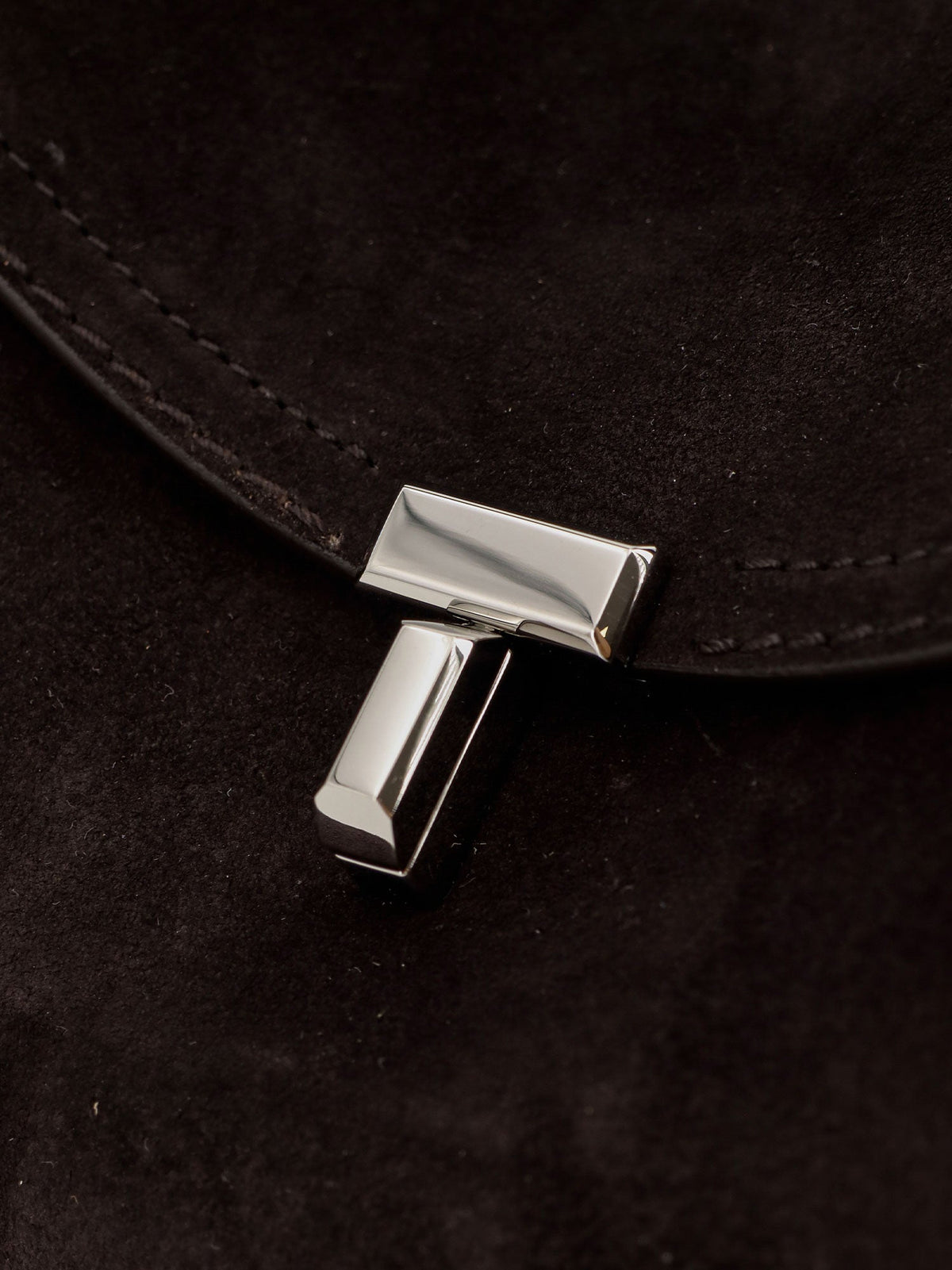 Toteme T-Lock suede handbag - Espresso